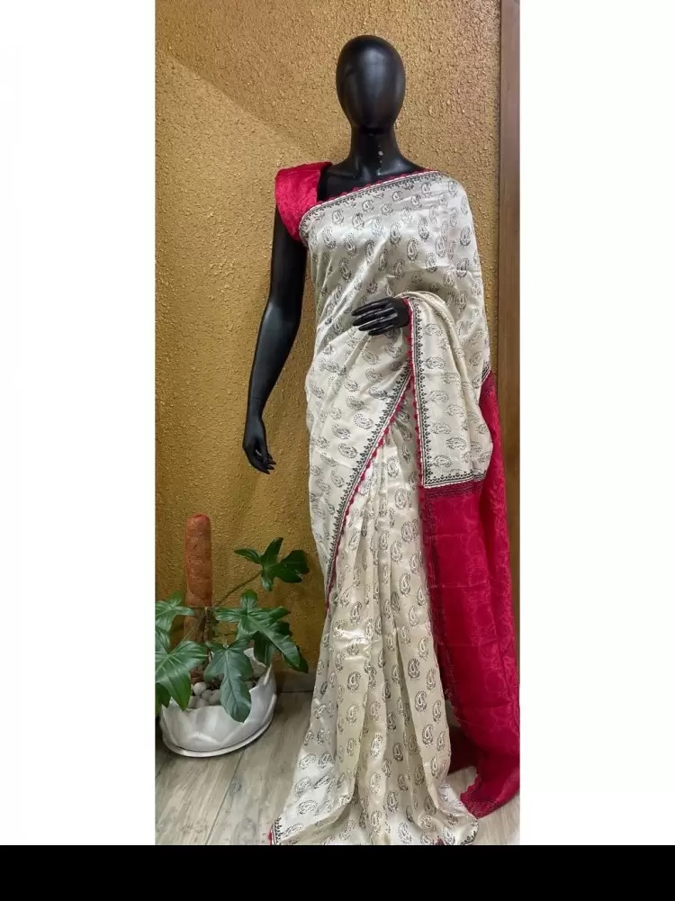 Women's Tussar Silk Rust Woven Design Designer Saree With Blouse Piece