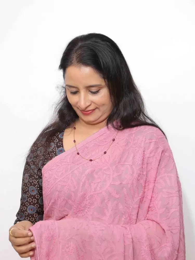 Georget Chikankari Saree Georget chikankari saree